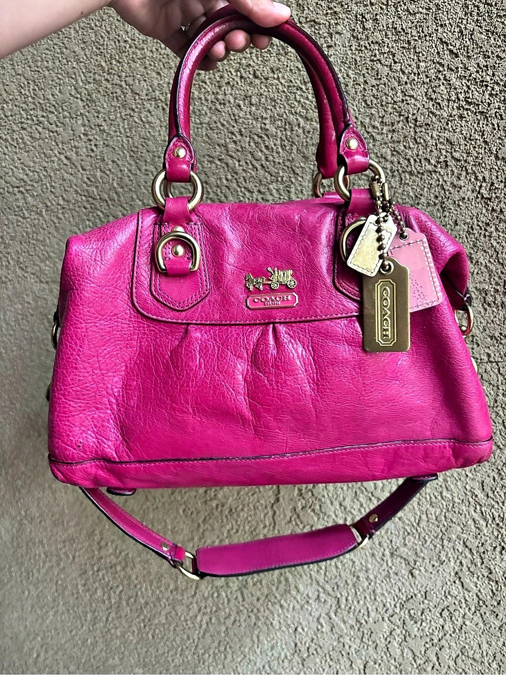 Coach Pink Leather Satchel Shoulder Bag